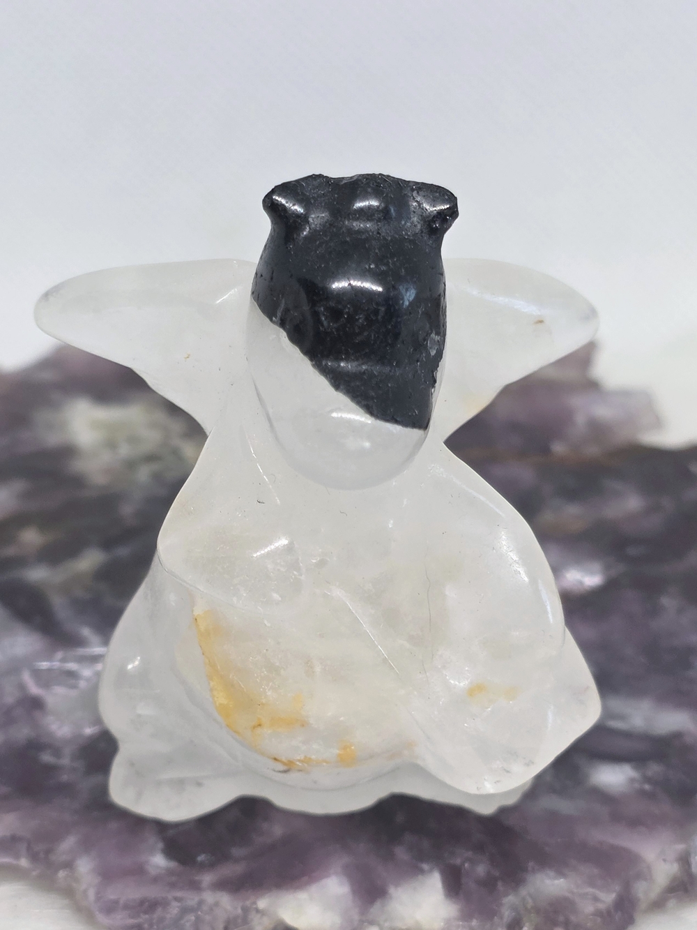 Clear Quartz Dragonite Carving with Golden Healer & Black Tourmaline | Pokémon